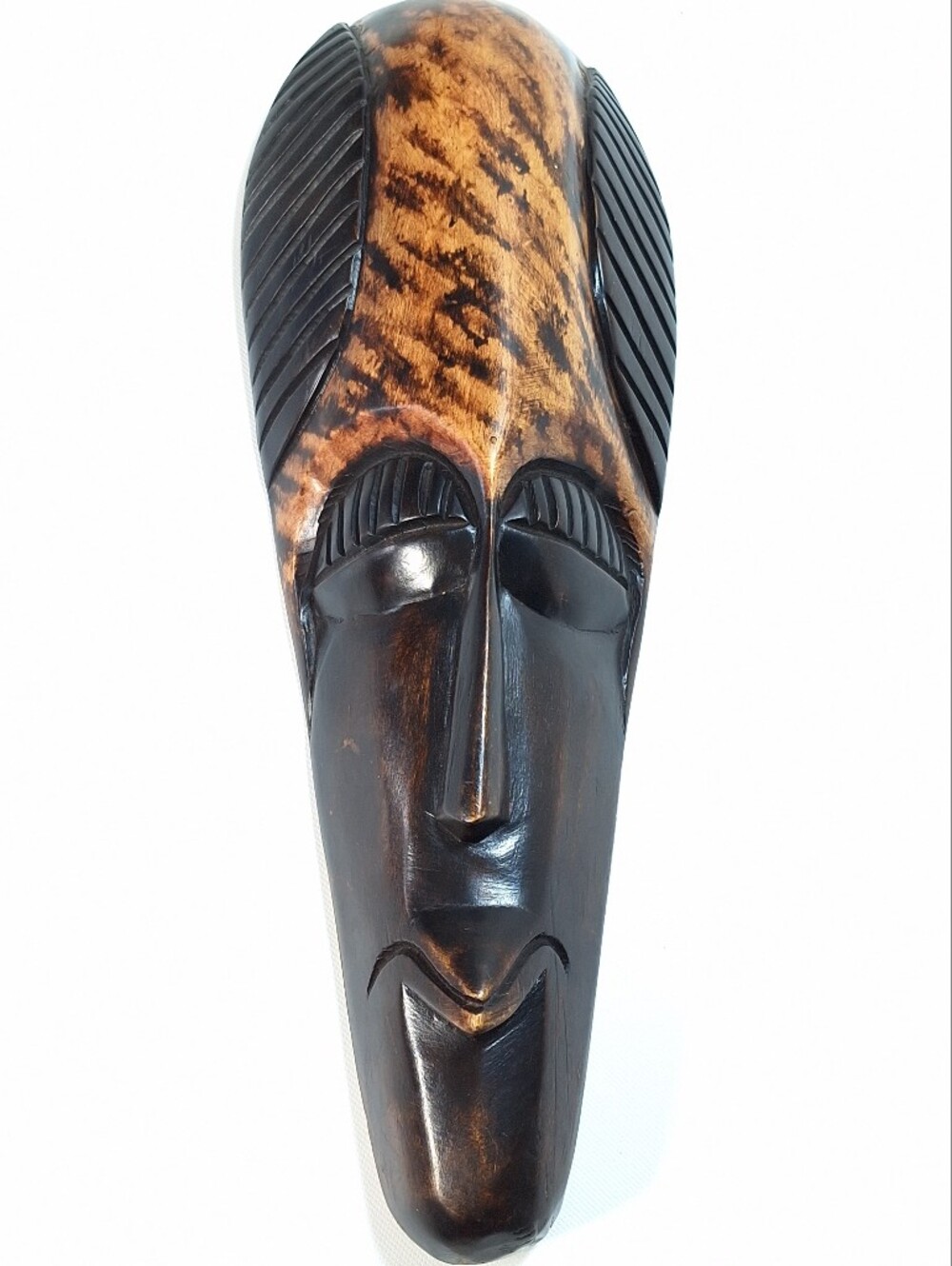 Vintage Hand Carved Hand Painted African Wood Mask Black and Brown Tribal